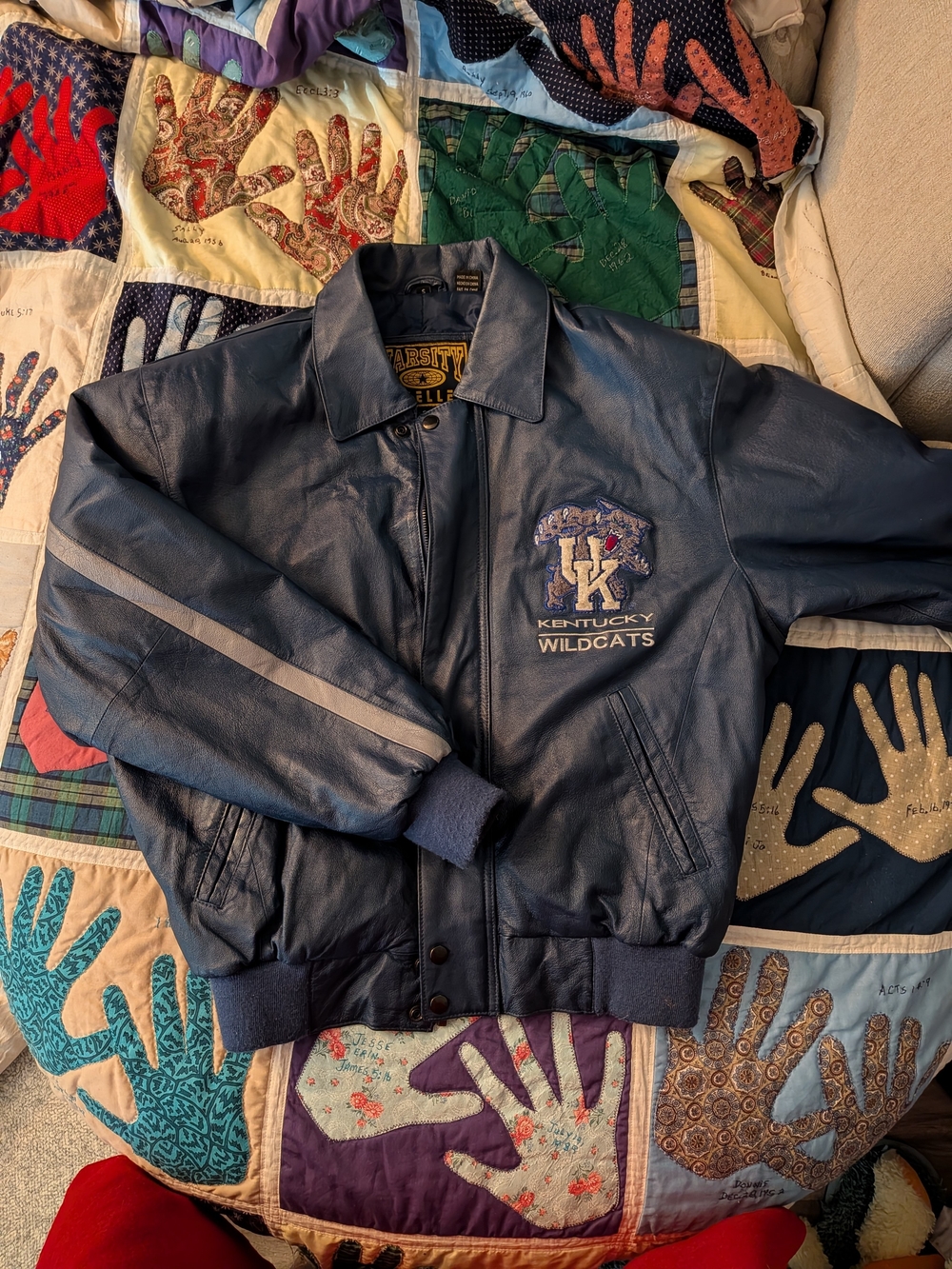 Vintage Kentucky Wildcats Navy Leather Jacket